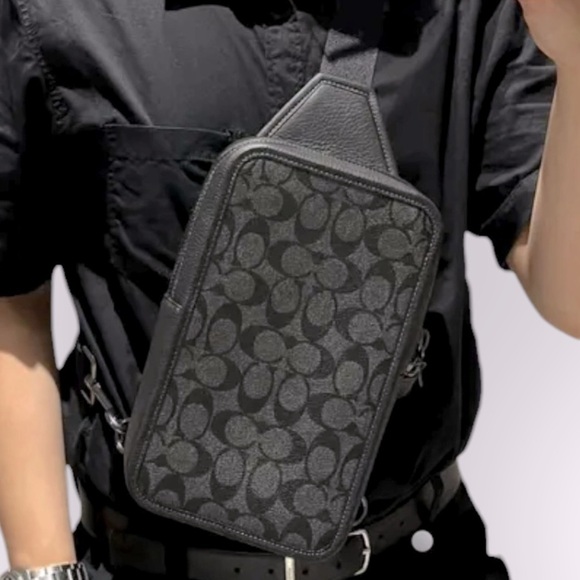 COACH SULLIVAN SHOULDER PACK  Dark Goth Signature Coated Canvas Leather … - Picture 2 of 16